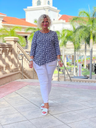 BRIGHTEN BLUE ASYMMETRIC TOP - Cathys Place