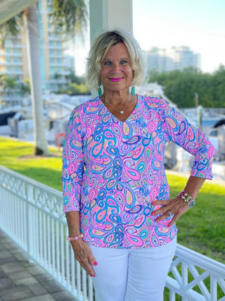 CAROLINA PAISLEY V NECK LULU-B