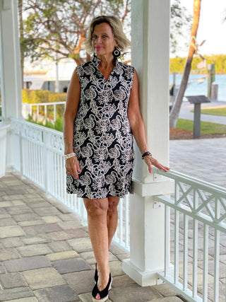 NAUTICAL  LANE COLLAR DRESS - Cathys Place