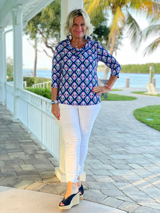 PINEAPPLE VACA RUFFLE TOP LULU-B