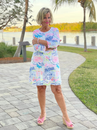 POST CARDS OF LOVE SLEEVE DRESS - Cathys Place