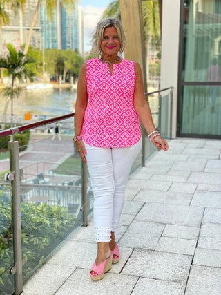 PINK DIAMONDS SLEEVELESS V NECK LULU-B