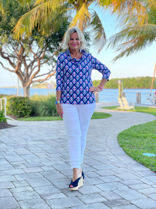 PINEAPPLE VACA RUFFLE TOP LULU-B