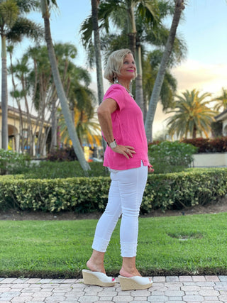 PINK WAFFLE SHORT SLEEVE - Cathys Place