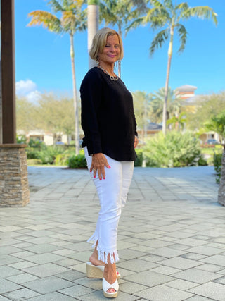 BLACK LONG WAFFLE COTTON - Cathys Place