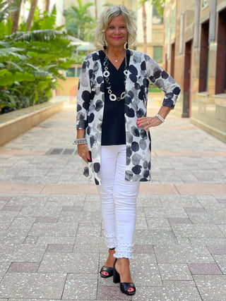 Ethyl Classic Long Length Cardi - Dot ETHYL JEANS