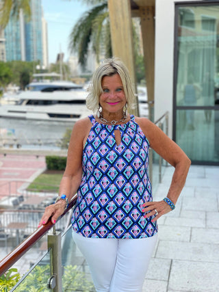 PINEAPPLE VACATION KEYHOLE TOP LULU-B