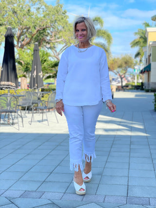 WHITE LONG WAFFLE SLEEVE - Cathys Place