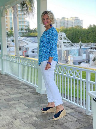 BAHAMA BLUE TURTLE ASYMMETRIC TOP LULU-B