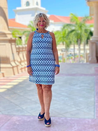 MELINA BLUE KEYHOLE DRESS LULU-B