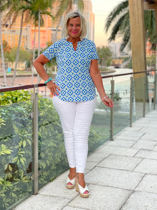 AQUA DIAMONDS SHORT SLEEVE LULU-B