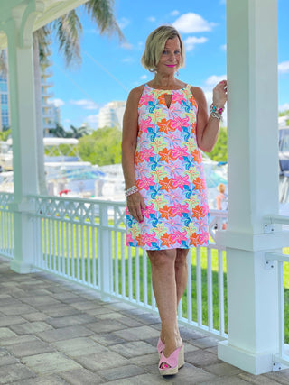PALM BEACH GARDEN KEYHOLE DRESS - Cathys Place