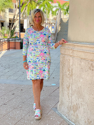 TIKI HUT ESCAPE SLEEVE DRESS LULU-B