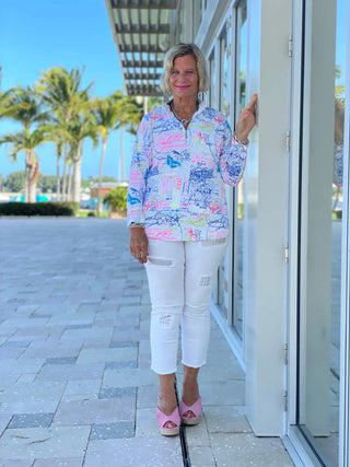 POST CARDS OF LOVE ZIPPER TOP - Cathys Place