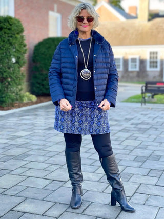 LULU-B PUFFER NAVY FAUX FUR JACKET LULU-B