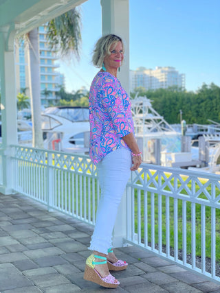CAROLINA PAISLEY ASYMMETRIC TOP LULU-B