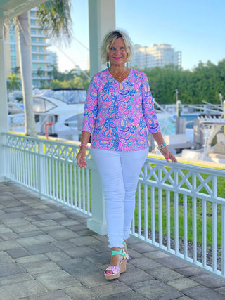 CAROLINA PAISLEY V NECK LULU-B