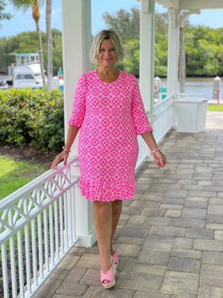 PINK DIAMOND SLEEVE RUFFLE DRESS LULU-B