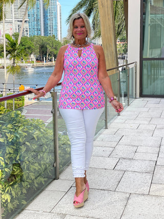 PALM TREE SIESTA KEYHOLE TOP LULU-B