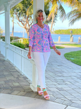 CAROLINA PAISLEY V NECK LULU-B