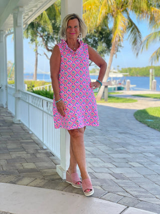 PALM TREE SIESTA RUFFLE DRESS LULU-B