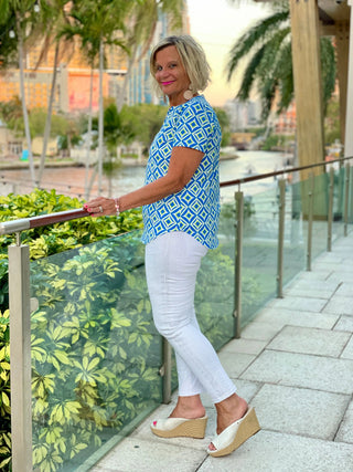 AQUA DIAMONDS SHORT SLEEVE LULU-B