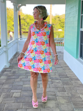 PALM BEACH GARDEN RUFFLE DRESS - Cathys Place