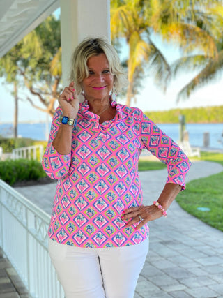 PALM TREE SIESTA RUFFLE TOP LULU-B