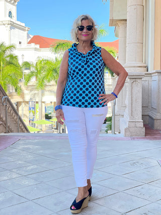 SEASIDE BLUE SLEEVELESS RUFFLE - Cathys Place