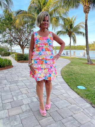 PALM BEACH GARDEN LAYERED RUFFLE DRESS - Cathys Place