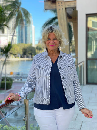 KEY WEST NAVY SEERSUCKER JACKET LULU-B