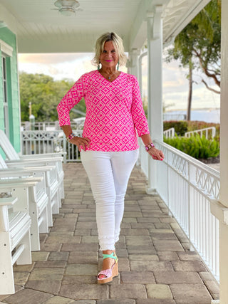 PINK DIAMONDS V NECK LULU-B