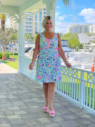 TIKI ESCAPE LAYERED RUFFLE DRESS LULU-B