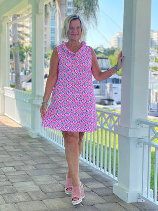 PALM TREE SIESTA RUFFLE DRESS LULU-B