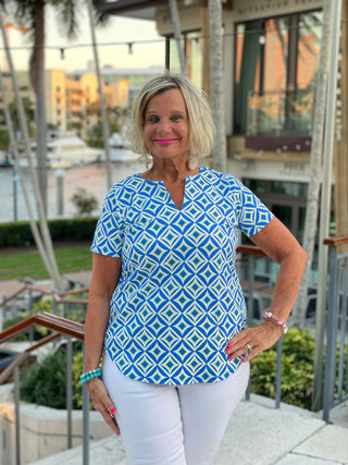 AQUA DIAMONDS SHORT SLEEVE LULU-B