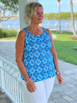 BAHAMA BLUE TURTLE HALTER TOP LULU-B