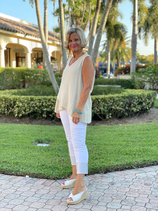 STONE WAFFLE ASYMMETRIC TANK - Cathys Place