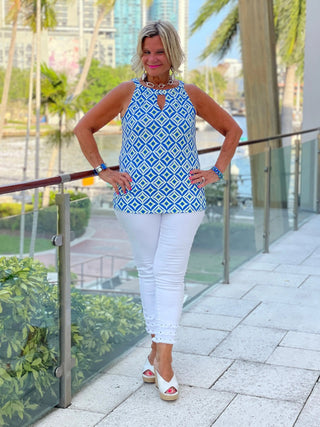 AQUA DIAMONDS KEYHOLE TOP LULU-B