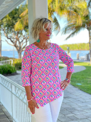 PALM TREE SIESTA ASYMMETRIC TOP LULU-B