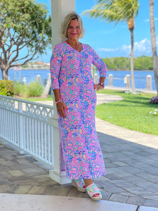CAROLINA PAISLEY ELBOW MAXI LULU-B