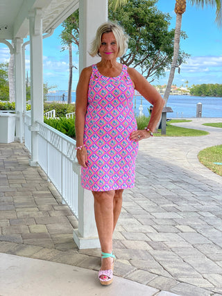 PALM TREE SIESTA HALTER DRESS LULU-B