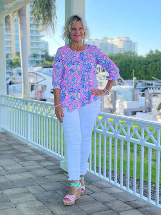 CAROLINA PAISLEY ASYMMETRIC TOP LULU-B