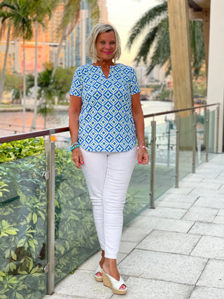 AQUA DIAMONDS SHORT SLEEVE LULU-B