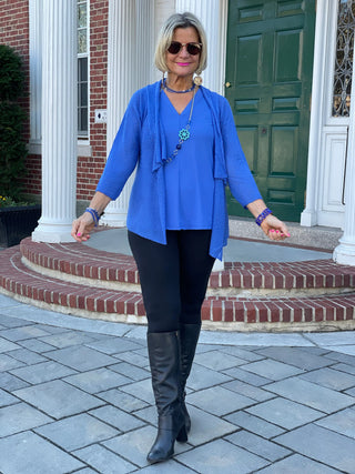 BLUE MESH RUFFLE WRAP LULU-B