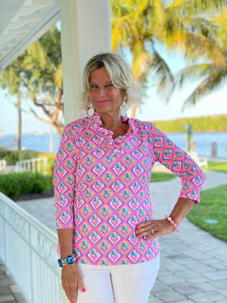 PALM TREE SIESTA RUFFLE TOP LULU-B