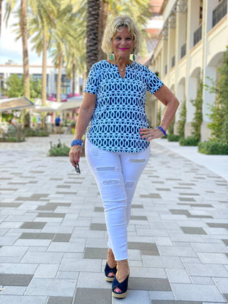 MELINA BLUE SHORT SLEEVE - Cathys Place