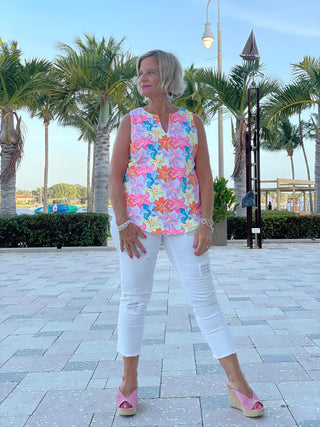 PALM BEACH GARDEN SLEEVELESS TOP - Cathys Place
