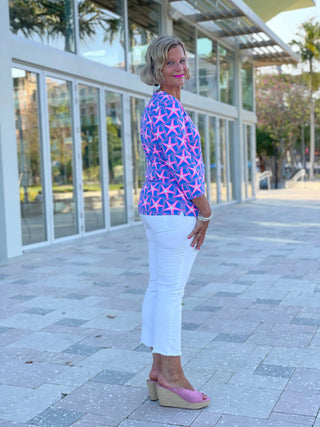PINK STARFISH BEACH V NECK TOP - Cathys Place