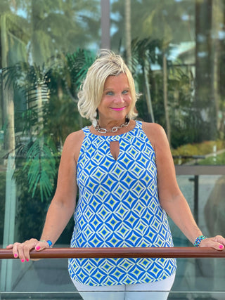 AQUA DIAMONDS KEYHOLE TOP LULU-B