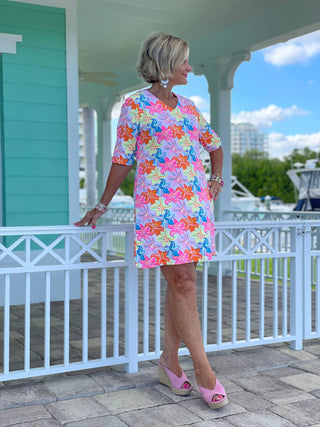 [PALM BEACH GARDEN ELBOW SLEEVE DRESS - Cathys Place